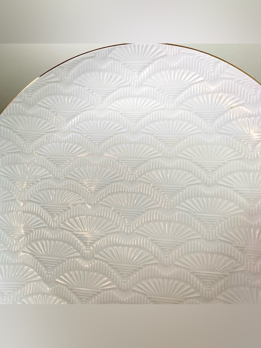 Brand New Large 13" Round Serving Platter Embossed Pattern Art Deco